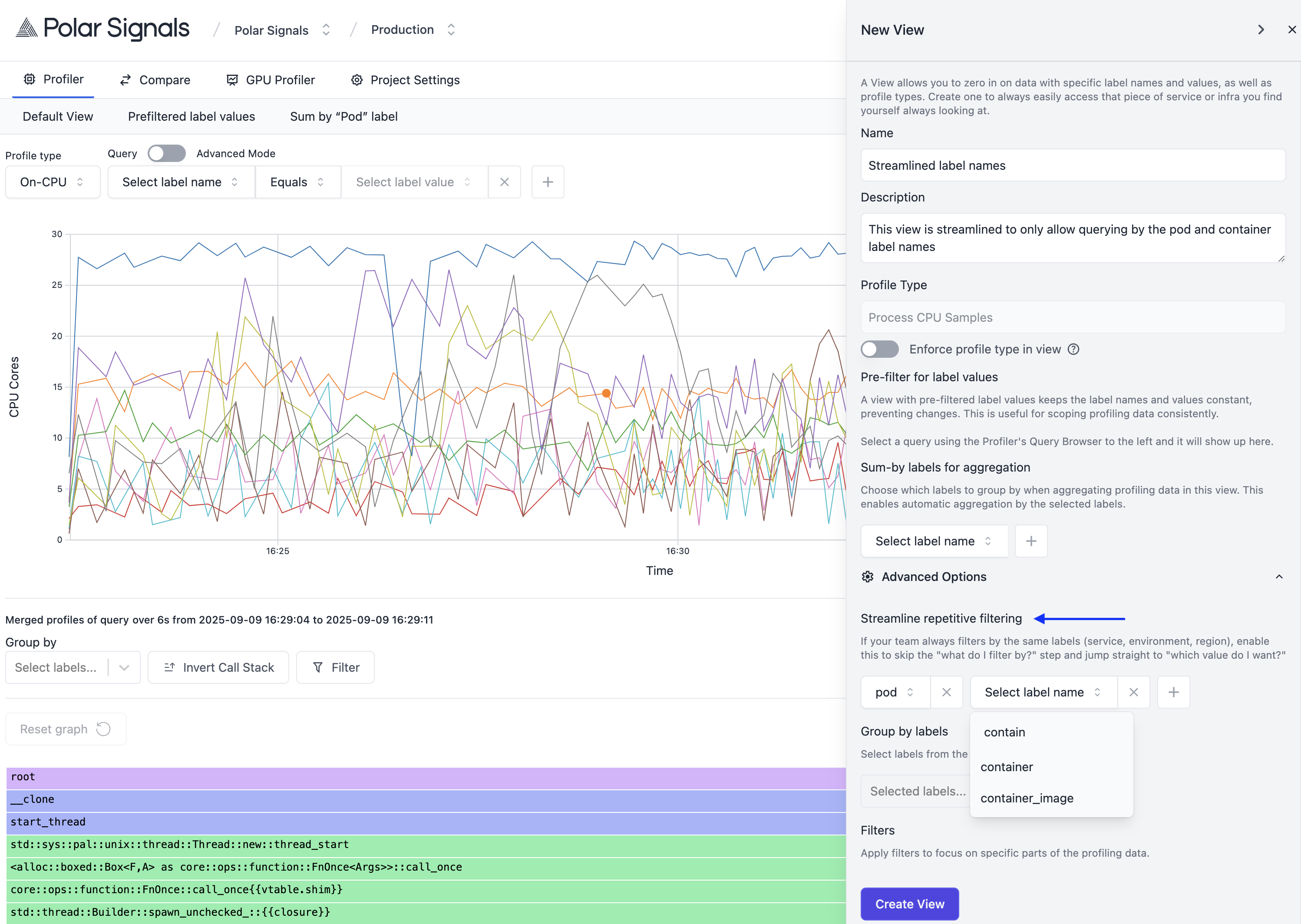 Streamlined label names